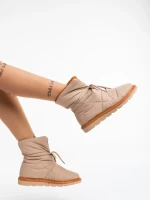 Cizme dama bej inchis din material textil Zurine