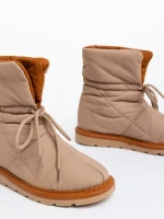 Cizme dama bej inchis din material textil Zurine