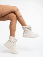 Cizme dama bej deschis din material textil Louella