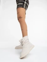 Cizme dama bej deschis din material textil Louella