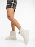 Cizme dama bej deschis din material textil Louella