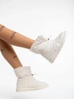 Cizme dama bej deschis din material textil Louella