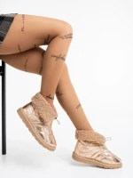 Cizme dama sampanie din material textil Louella