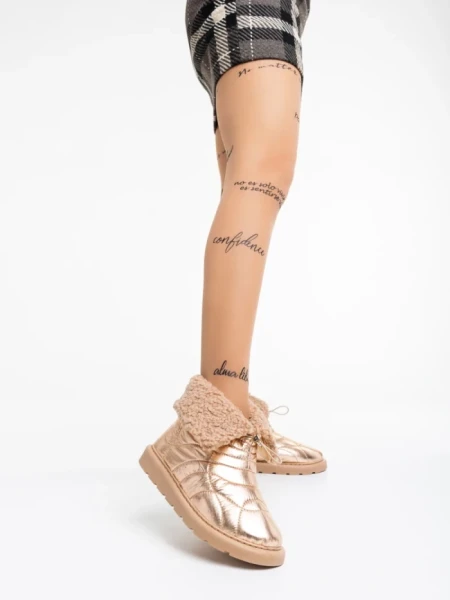 Cizme dama sampanie din material textil Louella