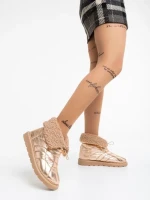 Cizme dama sampanie din material textil Louella