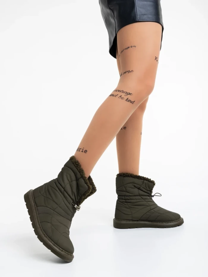 Cizme dama verzi din material textil Louella