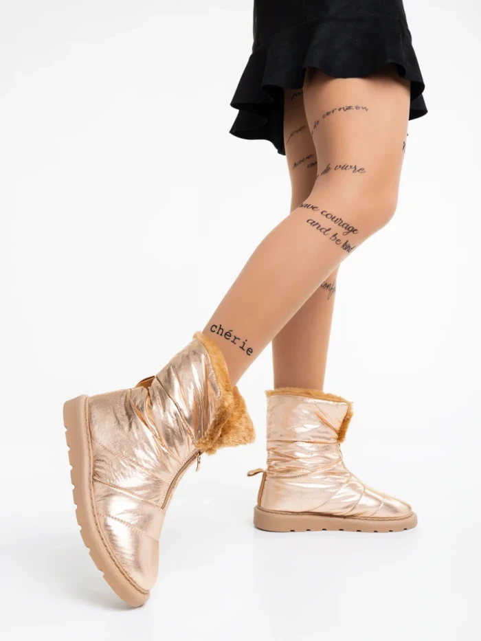 Cizme dama sampanie din material textil Tayte