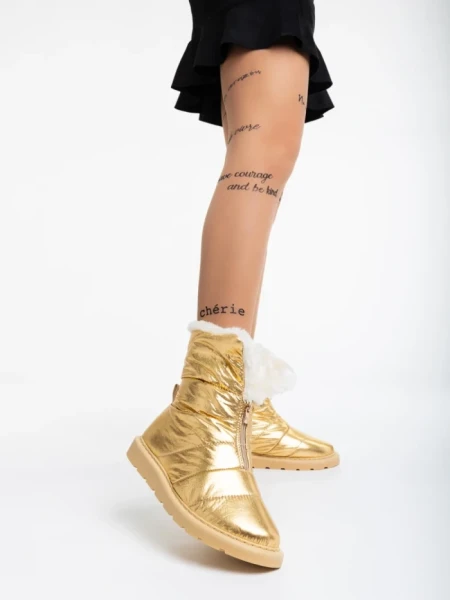 Cizme dama aurii din material textil Tayte