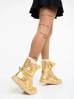 Cizme dama aurii din material textil Tayte