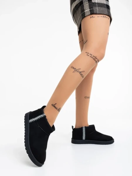 Cizme dama negre din material textil Aloani