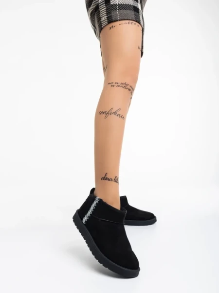 Cizme dama negre din material textil Aloani