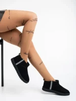 Cizme dama negre din material textil Aloani