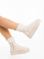 Cizme dama bej din material textil Cerena