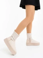 Cizme dama bej din material textil Cerena