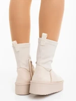 Cizme dama bej din material textil Cerena