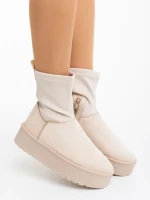 Cizme dama bej din material textil Cerena