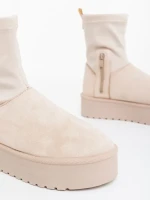 Cizme dama bej din material textil Cerena