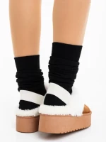 Papuci dama camel din material textil Delisia