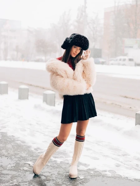 Cizme dama bej din material textil Talora