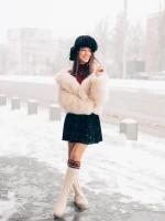 Cizme dama bej din material textil Talora