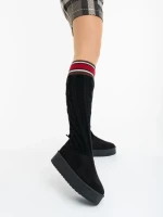 Cizme dama negre din material textil Talora