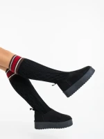 Cizme dama negre din material textil Talora