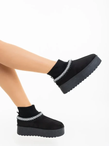 Cizme dama negre din material textil Zenona