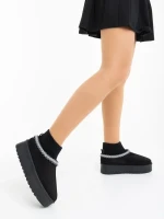 Cizme dama negre din material textil Zenona