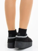 Cizme dama negre din material textil Zenona