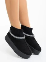 Cizme dama negre din material textil Zenona