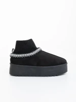 Cizme dama negre din material textil Zenona