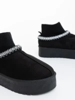 Cizme dama negre din material textil Zenona