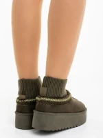 Cizme dama verzi din material textil Zenona