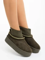 Cizme dama verzi din material textil Zenona