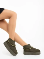 Cizme dama verzi din material textil Zenona