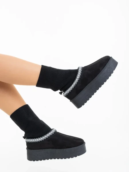 Cizme dama negre din material textil Diaza