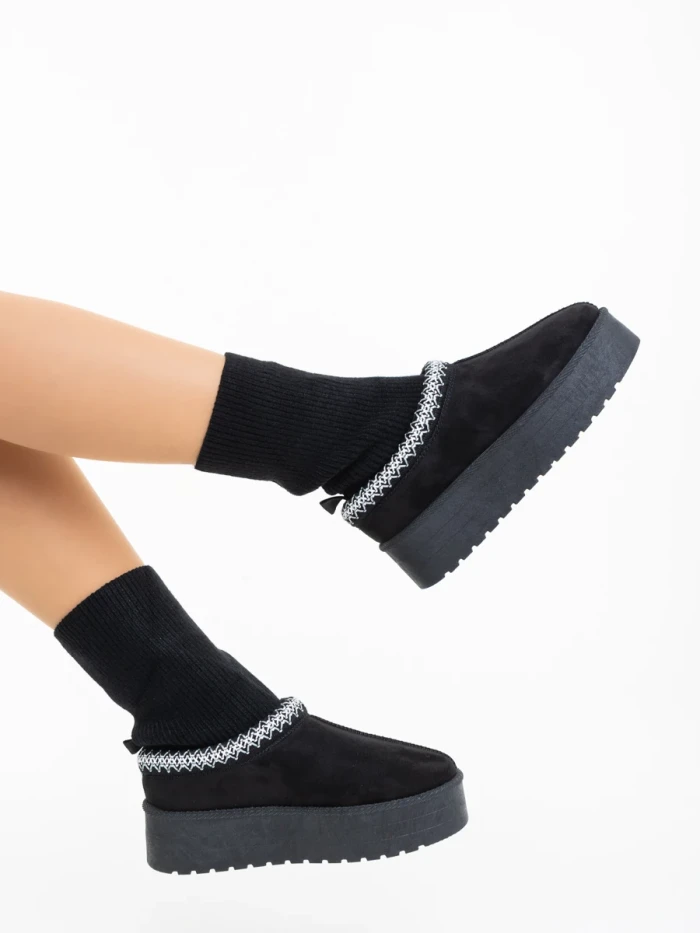 Cizme dama negre din material textil Diaza