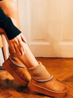 Cizme dama camel din material textil Diaza