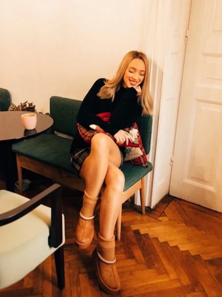 Cizme dama camel din material textil Diaza