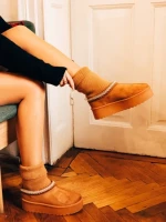 Cizme dama camel din material textil Diaza