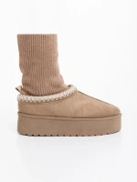 Cizme dama bej inchis din material textil Diaza