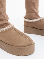 Cizme dama bej inchis din material textil Diaza