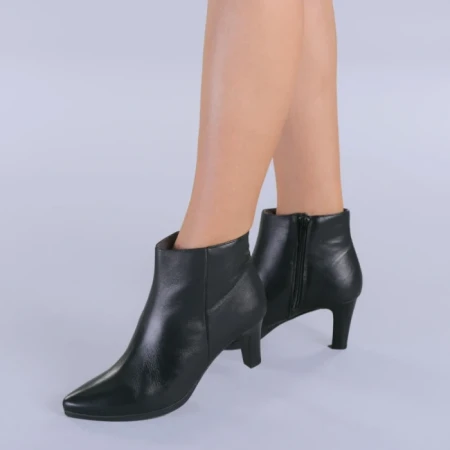 Botine dama piele Saga negre
