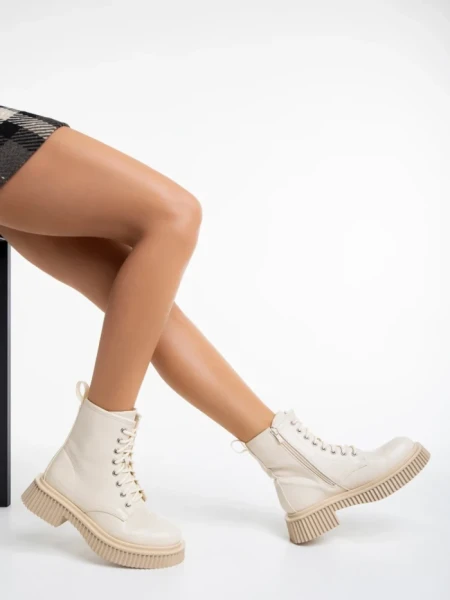 Ghete dama bej din piele ecologica Hanieh