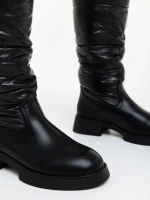 Cizme dama negre din piele ecologica si material sintetic Ludmilla