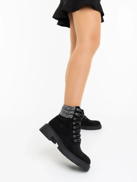 Ghete dama negre din material textil Megara