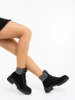 Ghete dama negre din material textil Megara