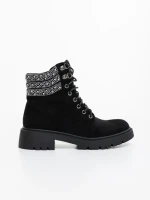 Ghete dama negre din material textil Megara