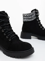 Ghete dama negre din material textil Megara