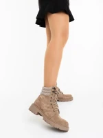 Ghete dama bej din material textil Megara